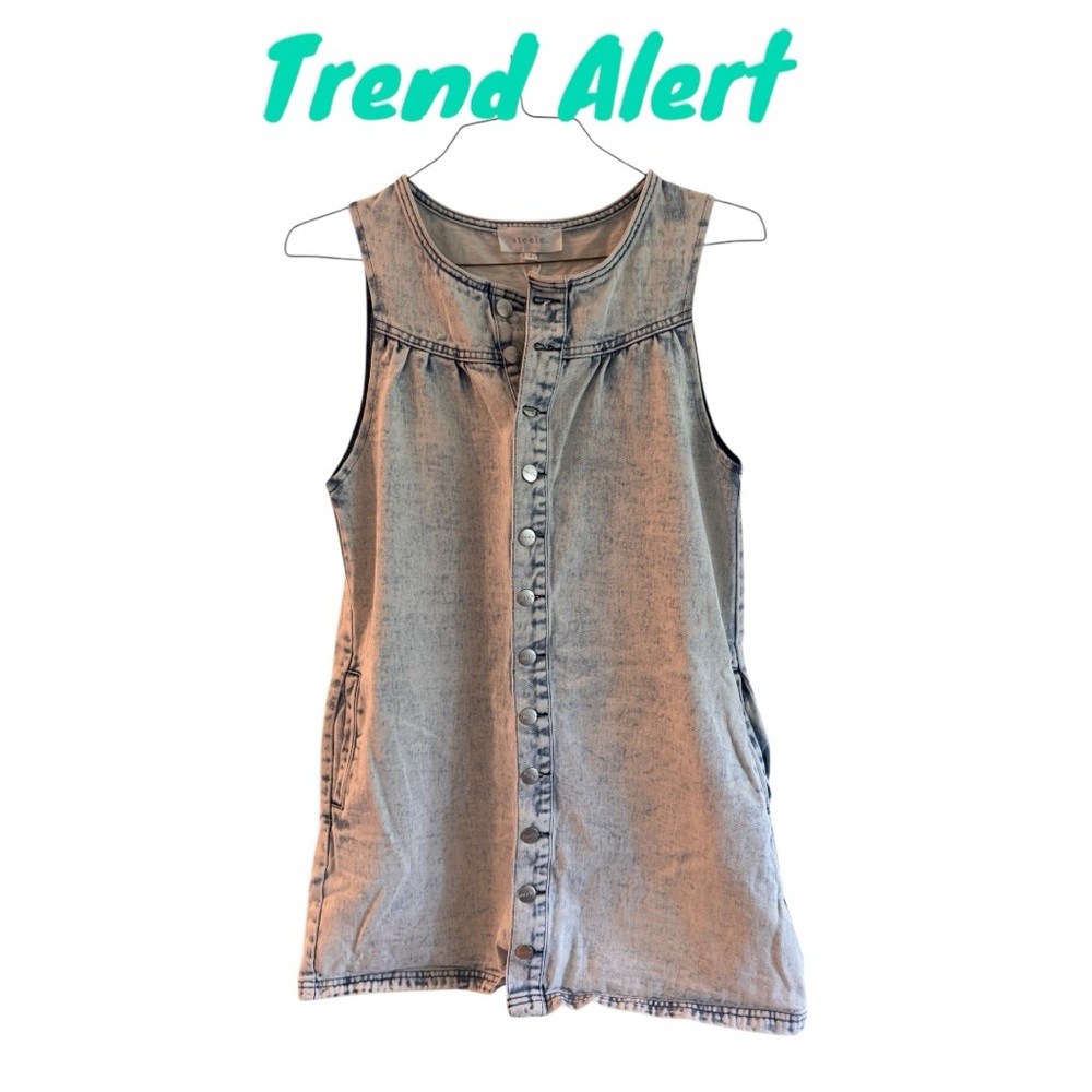 Denim Sleeveless Button-Up Mini Dress